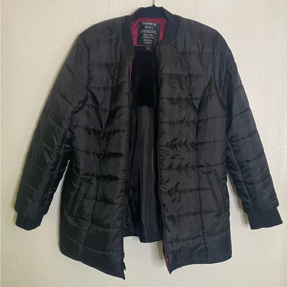 Torrid 3 in 1 nylon puffer parka Jacket Coat plus size 1 (14/16) Burgundy Red - Picture 6 of 12
